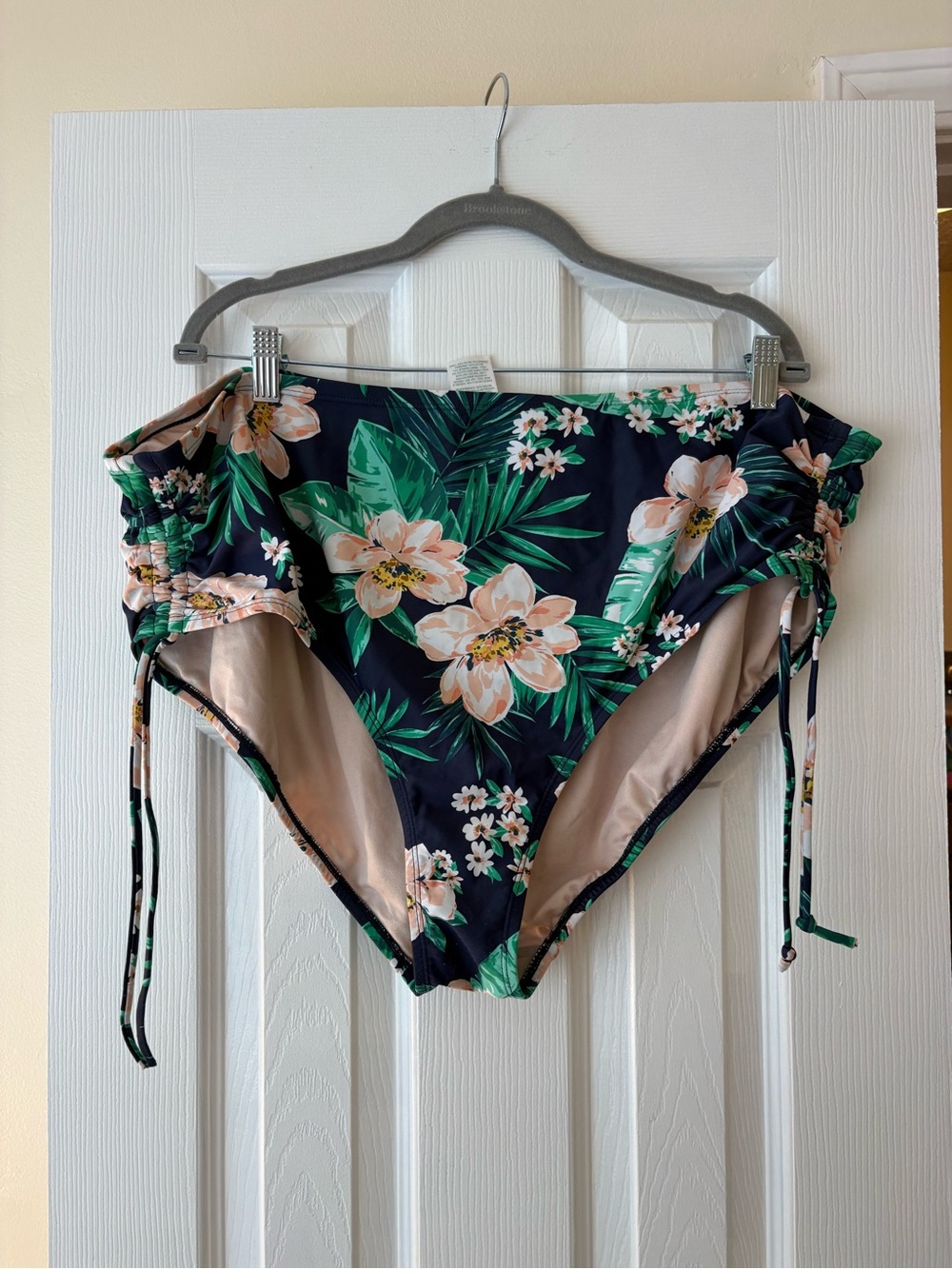 Kona Sol Navy Floral High-Waist Bikini Bottoms